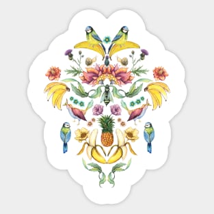 Jugend goes bananas - Bird and Fruit pattern Sticker